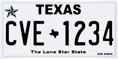 TX license plate CVE1234