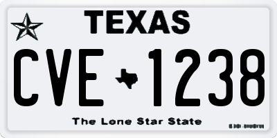TX license plate CVE1238