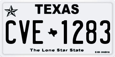 TX license plate CVE1283