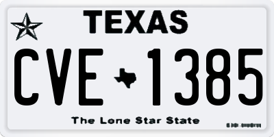 TX license plate CVE1385
