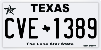 TX license plate CVE1389