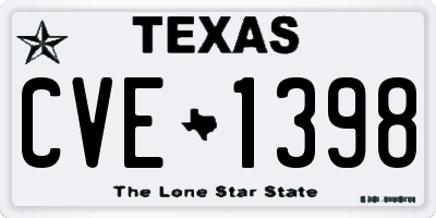 TX license plate CVE1398