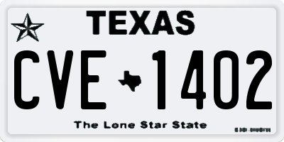 TX license plate CVE1402