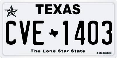 TX license plate CVE1403