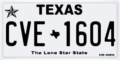 TX license plate CVE1604