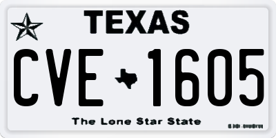 TX license plate CVE1605