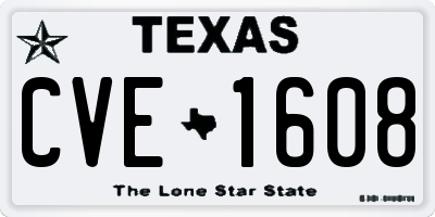 TX license plate CVE1608