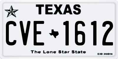 TX license plate CVE1612