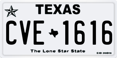 TX license plate CVE1616