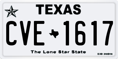 TX license plate CVE1617