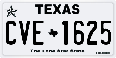 TX license plate CVE1625