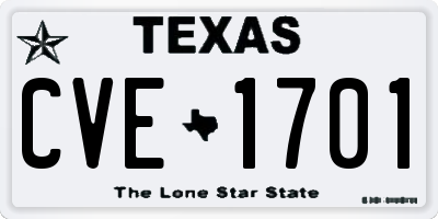 TX license plate CVE1701