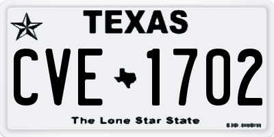 TX license plate CVE1702