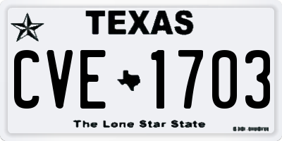 TX license plate CVE1703