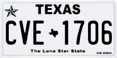 TX license plate CVE1706