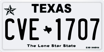TX license plate CVE1707