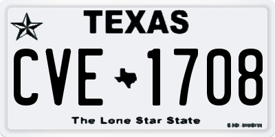 TX license plate CVE1708