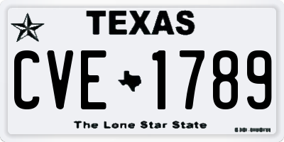 TX license plate CVE1789
