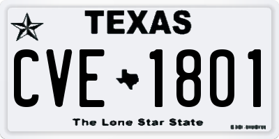 TX license plate CVE1801