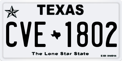 TX license plate CVE1802