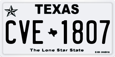 TX license plate CVE1807