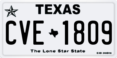 TX license plate CVE1809