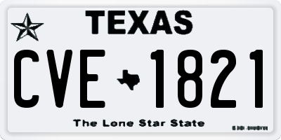 TX license plate CVE1821