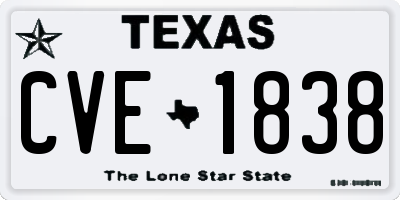 TX license plate CVE1838