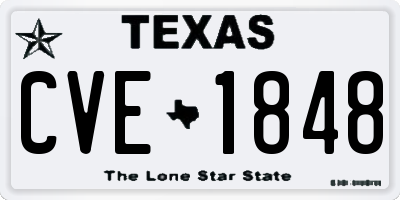TX license plate CVE1848