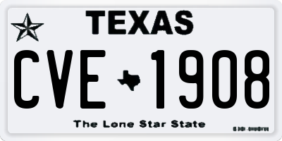 TX license plate CVE1908