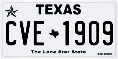 TX license plate CVE1909