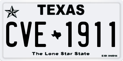 TX license plate CVE1911