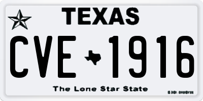 TX license plate CVE1916