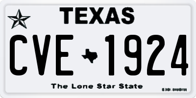 TX license plate CVE1924
