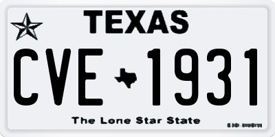 TX license plate CVE1931