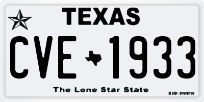 TX license plate CVE1933