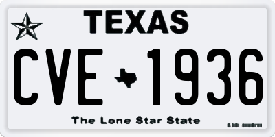 TX license plate CVE1936