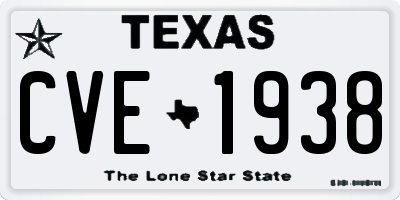 TX license plate CVE1938
