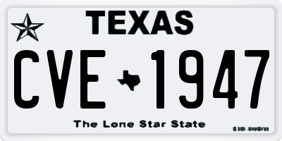 TX license plate CVE1947