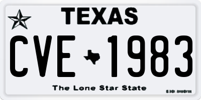 TX license plate CVE1983