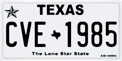 TX license plate CVE1985