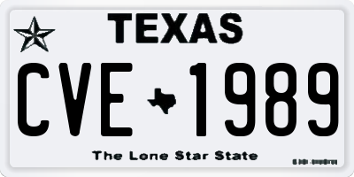 TX license plate CVE1989