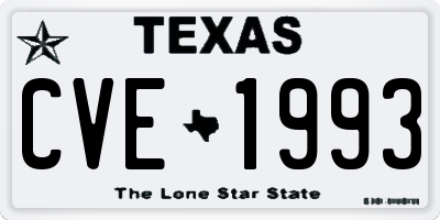 TX license plate CVE1993