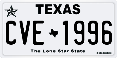 TX license plate CVE1996