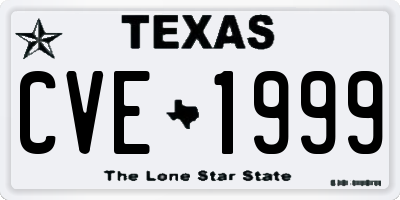 TX license plate CVE1999