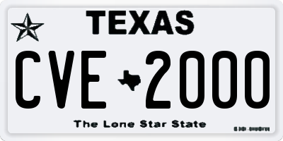 TX license plate CVE2000