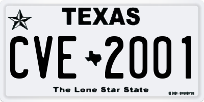 TX license plate CVE2001