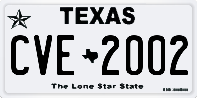 TX license plate CVE2002