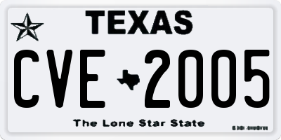 TX license plate CVE2005
