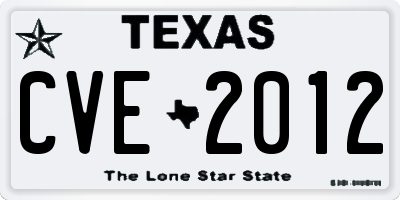 TX license plate CVE2012